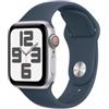 Apple Watch SE GPS + Cellular Cassa 40mm in Alluminio Argento con Cinturino Sport Blu Tempesta - M/L