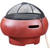Teamson Home Outdoor Wood Burning Fire Pit, Piccola buca per il fuoco rotondo, Chimenea esterna, Firepit, Burner di tronchi per il fuoco con poker, grill e coperchio, rosso