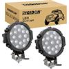 RIGIDON 2 Pcs Faro da Lavoro Led, Nero Rotondo 7 Pollici 18 cm 51W Flood Luci di Lavoro a Led, Per Fuoristrada Auto Trattore Escavatore Camion SUV ATV 4x4, Faretti Fendinebbia 12V 24V 6000K Bianca