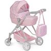 JC Toys - Carrello pieghevole bambole fino a 45 cm, cestino, tettuccio, borsa da passeggio, manubrio regolabile, navicella rimovibile, ideale per giocare e passeggiare, rosa, progettato da Berenguer