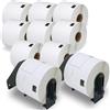 BETCKEY - 10 Rotoli DK-11202 Etichette per Spedizioni Compatibile con Brother, 62mm x 100mm, 3000 Etichette per Stampanti di Etichette Brother QL (2 Portaetichette Riutilizzabili)