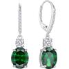 FJ Orecchini Pendenti Ovale Argento 925 Orecchini Smeraldo Pietre Portafortuna Maggio Gioielli Regalo per Donna