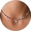 TINGN, Collana girocollo con perline colorate e iniziale, realizzata a mano, in stile bohémien, personalizzabile, per donne, ragazze e bambine, adatta come regalo di compleanno