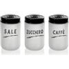 MECSAL CASALINGHI Set 3 Barattoli Contenitori, Tris Sale Zucchero Caffè, in Vetro Bianco Satinato, Cucina Stile Shabby