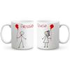 PHOTOCITY Coppia tazze per San Valentino, set di tazze lui e lei personalizzabili con nomi, tazza 350ml da personalizzare Idea Regalo per San Valentino, Compleanno e Natale (Coppia palloncini)