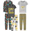 Simple Joys by Carter's 6-Piece Snug Fit Cotton Pajama Set Pigiama, Blu Marino Righe/Grigio Auto/Stampa Testo, 3 Anni (Pacco da 3) Bimbo