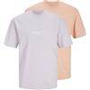 JACK & JONES Jorvesterbro Tee SS Crew Neck 2pk MP T-Shirt, Viola e Arancione, M Uomo