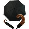 Pierre Cardin Parapluie pliant pour homme - Ouverture et fermeture automatiques - Poignée bois - Noir 30 cm