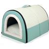 Danchen Cuccia per cani, 2 in 1, a igloo di grandi dimensioni, con cuscino calmante rimovibile, impermeabile, antiscivolo, pieghevole, morbida e calda, per cani, cuccioli, gatti, conigli (S: 35 x 27 x