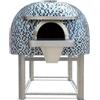 Ristoattrezzature Modello: 1173944055010,Forno a legna Salernitano con mosaico rifiniture in acciaio Ø 80 cm azzurro 2 pizze