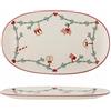 Bloomingville Yule 82062321 - Piatto da portata ovale con ghirlanda di abete, in gres porcellanato, 38,5 x 23 cm