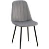 CLP Sedia da pranzo Baxter I Sedia imbottita con rivestimento in velluto I Struttura in metallo, Colore:grigio scuro