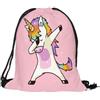 JOCXZI Sacchetto Asilo,Sacca Zaino,Sacca Sportiva,Zaino Sacca,Zaino da Spiaggia,Borsa con Coulisse Unicorno Stampato in 3D (|Rosa)
