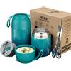 Logeeyar Thermos per Alimenti 2 Pezzi 500ml & 700ml, Contenitore Termico per Alimenti di Acciaio Inossidabile con Cucchiaio Pieghevole, Isotermico Sottovuoto per Cibi Caldi e Freddi(blu verde)