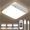 Kambo LED Plafoniera Sensore di Movimento 3000K 4500K 6000K, Lampade Senza Fili con Batterie USB, Luce Soffitto Interno con Telecomando per Cucina Garage Esterno Corridoio Parete