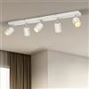 Gr4tec Faretto LED Interno da Soffitto Orientabili, Binario Faretti LED da Soffitto con 5 x GU10 2700K Bianco Caldo 550LM 6W, Lampadario Faretti LED Interno Bianco per Corridoio Cucina Soggiorno