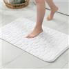 MIULEE Tappeto da Bagno in Memory Foam Antiscivolo - Morbido, Assorbente, Lavabile - Superficie con Effetto Ciottoli, 40x60 cm, Bianco