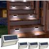 GVOREE 【Bianco freddo】Lampade solari per scale esterne, lampada solare in acciaio inossidabile con sensore di luce e accensione/spegnimento automatico, per giardino, patio, garage, passeggiate, scale