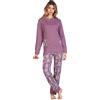 Leo Corsetteria Pigiama Donna Invernale Serafino Jacquard Felpato Molto Caldo Polsini Orsetto Taglia XL Colore Rosa