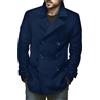 Runcati Cappotto classico doppio petto da uomo slim fit giacche invernali casual giacca lunga calda trench, Blu scuro, L