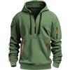 MakingDa Felpa in Pile Uomo Felpa con Cappuccio 1/4 Zip Fleece Fodera Invernale 3 Taschino Camicia Felpata Manica Lunga Comodo Calda Maglia Tuta Sportiva Pullover Casual Basic Hoodie Bordeaux L