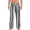 GaxfjRu Pantaloni pigiama da uomo comodi e comodi a righe nere e bianche: pantaloni morbidi e traspiranti con tasche per i fine settimana pigri, bianco, Medium