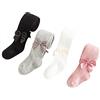 CFlong Confezione Da 4 Collant Calzamaglia Per Ragazze, Calzamaglia Per Bambini Lavorata A Maglia Con Leggings Semplici Con Fiocco Carino, Bambini Traspirante Collant Per 1-12 Anni (4 colori,M)