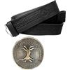 Imperial Kilt Products Kilt - Set di cinture e fibbie, stile antico, con fibbia in velcro, per uomo, in pelle nera, con motivo celtico, in rilievo, 2 pezzi, Nero , M