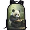Showudesigns Zaini con stampa animalier per la scuola, ragazzi e ragazze, zaino per la scuola per bambini con pochette, Simpatico panda, Taglia unica, Set Bagagli