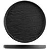 H&H Lifestyle H&H Skin Piatto Piano nero in porcellana a rilievo 25,5 Cm - Confezione da 3 pezzi