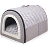 Danchen Cuccia per cani, 2 in 1, a igloo di grandi dimensioni, con cuscino calmante rimovibile, impermeabile, antiscivolo, pieghevole, morbida e calda, per cani, cuccioli, gatti, conigli (S: 35 x 27 x