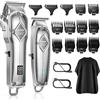 GLAKER Tagliacapelli Uomo Professionale & T Blade Trimmer, Elettrico Capelli Tagliacapelli per Uomo, Macchinetta per Capelli, Kit Taglia Capelli Batteria Regolabarba con 13 Pettini Guida (Argento)