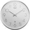 Mebus Orologio da parete radio TinyTime, orologio da parete senza ticchettio, diametro 25 cm, quadrante moderno in bianco, cassa argentata