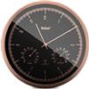 Mebus Orologio da parete radio TinyTime con termoigrometro | senza ticchettio | 25 cm | quadrante nero | cassa color rame | 1978