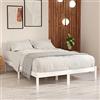 Homiuse Giroletto Bianco in Legno Massello 150x200 cm 5FT King Size - Struttura Letto Sommier Matrimoniale Moderno A Doghe - Costruzione Robusta Stile Moderno