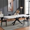 Shally Dogan Tavolo da Cucina e Sala da Pranzo Estensibile Richiudibile, Allungabile da 140-220 cm con 2 Pannelli da 40 cm, Apertura Semplice e Veloce, Design Moderno, Base Nera (Bianco)