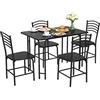 COSTWAY Set da Pranzo con 1 Tavolo e 4 Sedie, Set di Tavolo da Pranzo Salvaspazio di 5 Pezzi, Set Mobili per Cucina, Sala da Pranzo, in Metallo e MDF, Moderno, Nero