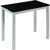 MOMMA HOME MOMMAHOME® Tavolo da pranzo e cucina, allungabile e pieghevole, tavolo moderno, colore nero/argento. Londra, Vetro Temperato/Metallo, Misure 95x55/95x76 cm