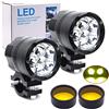 Biqing Universale Kit Fari Moto con Lente di Copertura Gialla,60W Fari Supplementari Moto LED 12V 24V Faretto Moto LED Fendinebbia Bianco 6000LM Impermeabile(2PCS)