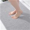 Homaxy - Tappeto da bagno in chenille, antiscivolo, lavabile, morbido, assorbente, per doccia e bagno - 50x80 cm, Grigio Chiaro