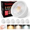 YindaLux 6x Modulo LED 3CCT 230V - 4,9W 500LM 38° Angolo di Fascio per Faretti da Incasso - 3000K/4000K/6000K Dimmerabile - Sostituisce la Lampadina GU10 MR16 - Impermeabile IP44