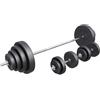Gorilla Sports® Set Bilanciere e Dischi - 60kg, 100kg o 130kg, Ø 30 mm, Barra 170cm, con Chiusure, Zigrinato, Antiscivolo, Acciaio Cromato - Manubri, Palestra, Allenamento, Sollevamento Pesi, Fitness