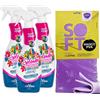 FEI FAN SET PULIZIA: 3x Detergente Multiuso Spray, Il Profumatore Igienizzante Superconcentrato, BOUQUET DI FIORI, Rimuove Germi e Batteri, 48h Di Pulito Profumato 750ml + Panno In Lattice SOFT 30x30