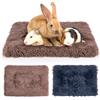 MICOOYO 2 tappetini per piccoli animali domestici, soffice cuccia in pile per conigli, porcellini d'India, scoiattoli e criceti (grigio, marrone, 49 x 32 cm)
