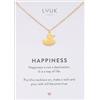 LUUK LIFESTYLE Collana con ciondolo paperella di gomma e acciaio inossidabile (50cm), con carta HAPPINESS, gioielli semplice, portafortuna, idea regali donna, lei, compleanno, natura, oro