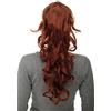 WIG ME UP - Toupet/Coda di Cavallo Voluminosi Ricci, Molto Lunghi 60 cm Mini ganci a Farfalla, Fermacapelli a Pettine e sezione Elastica Rosso ramato WK08-350