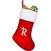 TOPWAYS, Calze natalizie rosse personalizzabili, grandi, con monogramma, da appendere al camino, adatte come decorazione e come regalo di Natale (R)