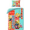 Halantex Set Letto MINIONS Cattivissimo me STUART BOB KEVIN - Copripiumino 140x200cm con federa 70x90cm - 100% Poliestere Multicolore