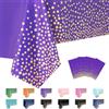 MORAINJAY 4 pz Scuro Tovaglia a Pois in Oro Viola,Antimacchia Impermeabile Feste Tovaglia in Plastica,137x274cm Rettangolare Tovaglia per Natalizia Party,Interni Esterni Giardino Ristorante Decor