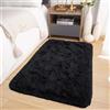 Oxford Homeware Tappeti Soggiorno Piccoli 50x80 cm - Soffici Tappeti Shaggy Neri per Camera da Letto, Salotto - Tappeto Super Morbido Antiscivolo Tappeti Moderni Lavabili Scendiletto per Camera dei Ba